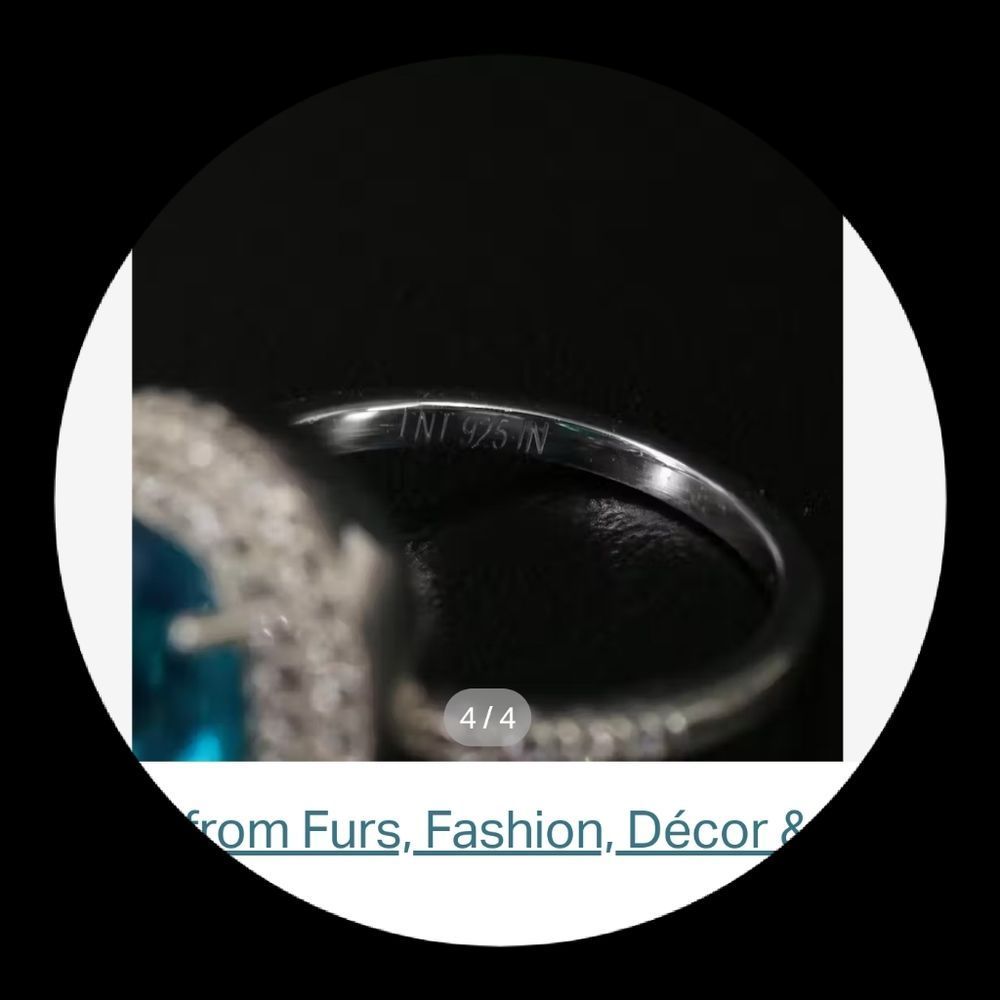 Sterling Silver Genuine Blue Topaz Double Halo Ring - Picture 5 of 6